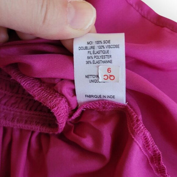 Sea New York Fabiola Silk Habotai Blouse Ruched Smocked Detailing Magenta 2 NWOT - Picture 11 of 13